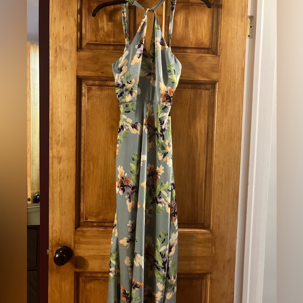 Astr The Label Sandrine Floral Halter Tie Open Back Midi Dress - Picture 5 of 10